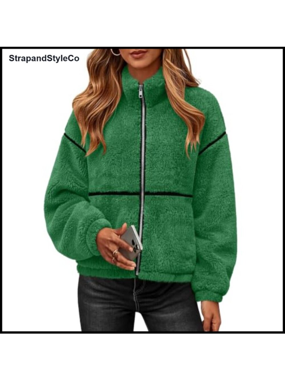 Sherpa Fleece Zip Up Winter Jacket Stand Collar Oversized